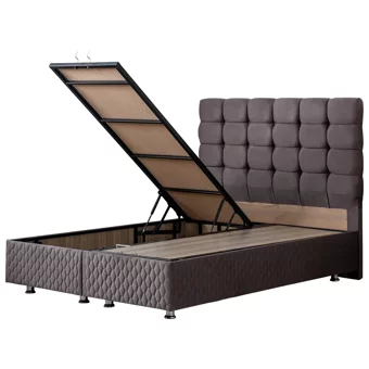Setay Duke 160 x 200 cm Ayrılabilen Başlıklı Çift Kişilik Sandıklı Baza Seti Antrasit