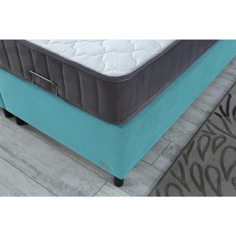 İpek Mobilya Alto 150 x 200 cm Ayrılabilen Yataklı Başlıklı Çift Kişilik Sandıklı Baza Seti Mavi