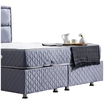 Setay Orthosoft 200 x 150 cm Ayrılabilen Yataklı Başlıklı Çift Kişilik Sandıklı Baza Seti Açık Mavi