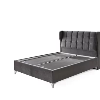 Arleno Bedding Terra 160 x 200 cm Ayrılabilen Yataklı Başlıklı Çift Kişilik Sandıklı Baza Seti Antrasit