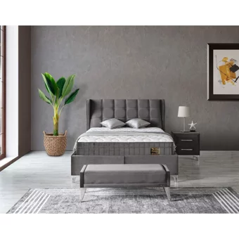 Arleno Bedding Terra 160 x 200 cm Ayrılabilen Yataklı Başlıklı Çift Kişilik Sandıklı Baza Seti Antrasit
