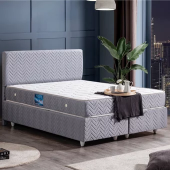 Setay Kristal 160 x 200 cm Ayrılabilen Başlıklı Çift Kişilik Sandıklı Baza Seti Gri