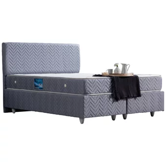 Setay Kristal 160 x 200 cm Ayrılabilen Başlıklı Çift Kişilik Sandıklı Baza Seti Gri