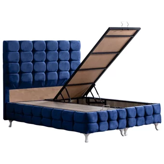 Setay Duke Lüx 200 x 160 cm Ayrılabilen Başlıklı Çift Kişilik Sandıklı Baza Seti Lacivert