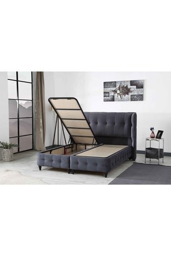 İpek Mobilya Albatros 150 x 200 cm Ayrılabilen Başlıksız Çift Kişilik Sandıklı Baza Gri
