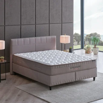 Yataş Supreme Sleep 150 x 200 cm Yataklı Başlıklı Çift Kişilik Sandıklı Baza Seti Bej