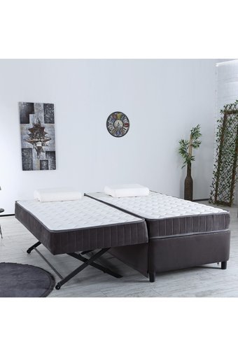 Flora Beddıng Blau 100 x 200 cm Yataklı Başlıksız Çift Kişilik Baza Siyah