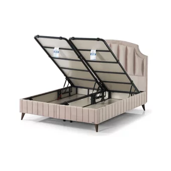 Armis King 200 x 200 cm Başlıksız Çift Kişilik Sandıklı Baza Krem