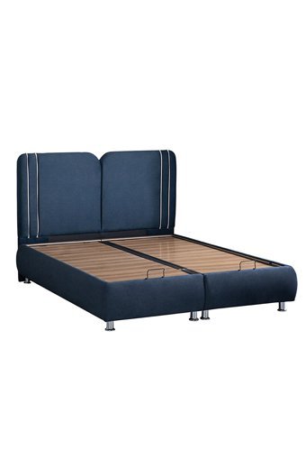 Weltew Yatak Pure 180 x 200 cm Ayrılabilen Başlıklı Çift Kişilik Sandıklı Baza Seti Mavi