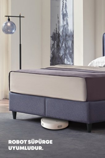 Yataş Lento 140 x 190 cm Başlıklı Çift Kişilik Sandıklı Baza Seti Lacivert