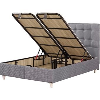 Mobilya Dükkanım Sleep 180 x 200 cm Ayrılabilen Başlıklı Çift Kişilik Sandıklı Baza Seti Gri