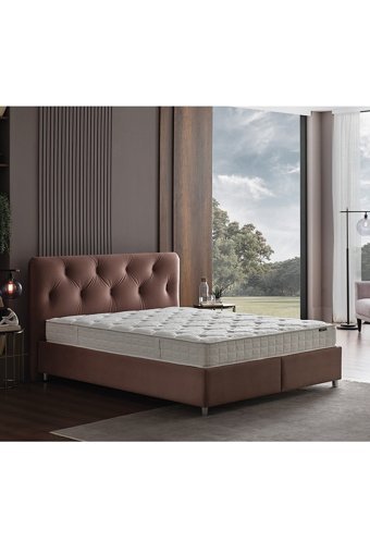 Yataş Somni 150 x 200 cm Başlıklı Çift Kişilik Sandıklı Baza Seti Vizon