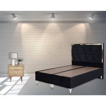 Berksan Uyku Dünyası 100 x 200 cm Başlıklı Çift Kişilik Sandıklı Baza Seti Siyah