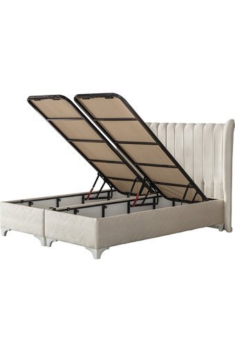 Hammak Home Quantum 150 x 200 cm Ayrılabilen Başlıklı Çift Kişilik Sandıklı Baza Seti Bej