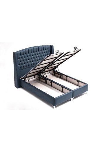 Divona Home Cosmopolitan 160 x 200 cm Ayrılabilen Başlıklı Çift Kişilik Sandıklı Baza Seti Lacivert