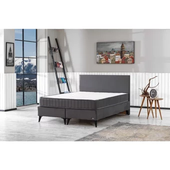 İpek Mobilya Ecostil 150 x 200 cm Başlıklı Çift Kişilik Baza Seti Gri