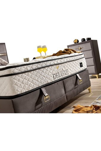 İmaj Deluxe 160 x 200 cm Yataklı Başlıksız Çift Kişilik Sandıklı Baza Gri