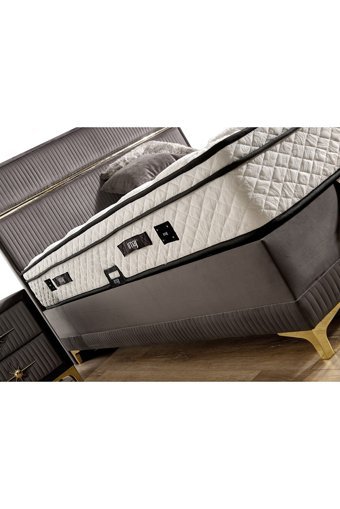 İmaj Deluxe 160 x 200 cm Yataklı Başlıksız Çift Kişilik Sandıklı Baza Gri