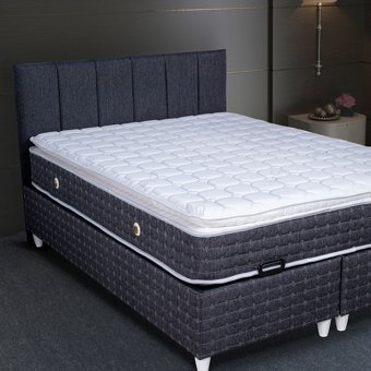 Alf La Bella 150 x 200 cm Ayrılabilen Yataklı Başlıklı Çift Kişilik Sandıklı Baza Seti Krem