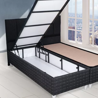 Alf La Bella 150 x 200 cm Ayrılabilen Yataklı Başlıklı Çift Kişilik Sandıklı Baza Seti Krem