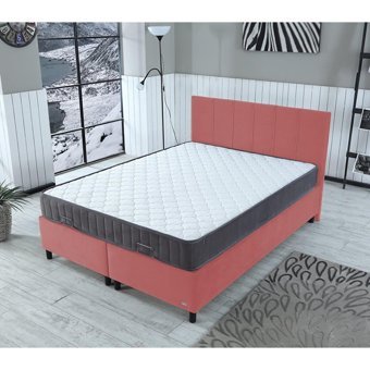 İpek Mobilya Alto 140 x 200 cm Ayrılabilen Yataklı Başlıklı Çift Kişilik Sandıklı Baza Seti Pembe