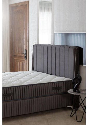 Md Vita 200 x 200 cm Yataklı Başlıklı Çift Kişilik Sandıklı Baza Seti Siyah