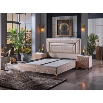 Tutku Yatak Oxycore 160 x 200 cm Ayrılabilen Başlıksız Çift Kişilik Sandıklı Baza Ekru