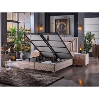 Tutku Yatak Oxycore 160 x 200 cm Ayrılabilen Başlıksız Çift Kişilik Sandıklı Baza Ekru