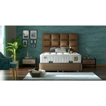 Niva Baza 150 x 200 cm Yataklı Başlıklı Çift Kişilik Sandıklı Baza Seti Kahverengi