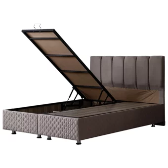 Setay Tetra 200 x 150 cm Ayrılabilen Yataklı Başlıklı Çift Kişilik Sandıklı Baza Seti Antrasit