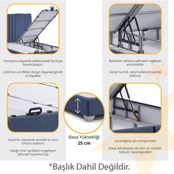 Armis Neon 150 x 200 cm Başlıksız Çift Kişilik Sandıklı Baza Antrasit