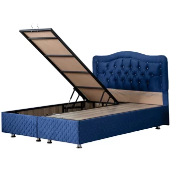 Setay Şah 180 x 200 cm Ayrılabilen Başlıklı Çift Kişilik Sandıklı Baza Seti Lacivert
