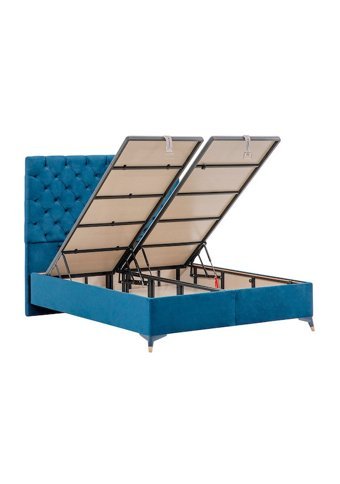 Weltew Home Special Comford Ayrılabilen Yataklı Başlıklı Çift Kişilik Sandıklı Baza Seti Mavi