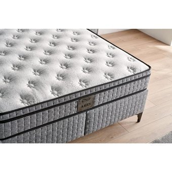 Mobilya Dükkanım Ares 150 x 200 cm Ayrılabilen Yataklı Başlıklı Çift Kişilik Sandıklı Baza Seti Gri