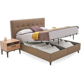 Enza Home Sona 150 x 200 cm Ayrılabilen Başlıklı Çift Kişilik Sandıklı Baza Seti Vizon
