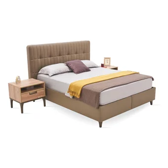 Enza Home Sona 150 x 200 cm Ayrılabilen Başlıklı Çift Kişilik Sandıklı Baza Seti Vizon