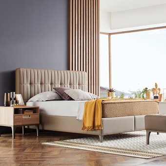 Enza Home Sona 150 x 200 cm Ayrılabilen Başlıklı Çift Kişilik Sandıklı Baza Seti Vizon