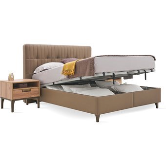 Enza Home Sona 150 x 200 cm Ayrılabilen Başlıklı Çift Kişilik Sandıklı Baza Seti Vizon