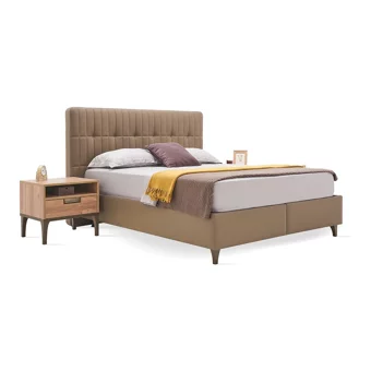 Enza Home Sona 150 x 200 cm Ayrılabilen Başlıklı Çift Kişilik Sandıklı Baza Seti Vizon