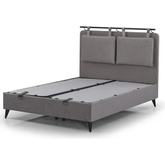 Armis Bamboo 120 x 200 cm Başlıksız Çift Kişilik Sandıklı Baza Gri