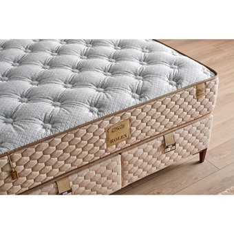 Mobilya Dükkanım Roleks 150 x 200 cm Ayrılabilen Yataklı Başlıklı Çift Kişilik Sandıklı Baza Seti Krem