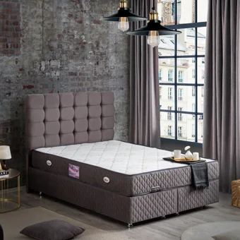 Setay Duke 150 x 200 cm Ayrılabilen Başlıklı Çift Kişilik Sandıklı Baza Seti Antrasit