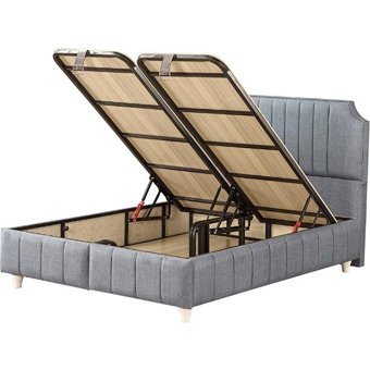 Mobilya Dükkanım Bernita 140 x 200 cm Ayrılabilen Başlıklı Çift Kişilik Sandıklı Baza Seti Antrasit