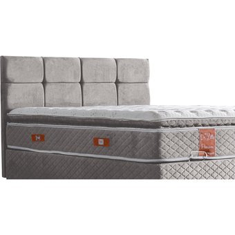 Cesur Gümüş 140 x 190 cm Ayrılabilen Başlıklı Çift Kişilik Sandıklı Baza Seti Açık Gri