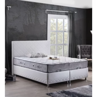 Weltew Home Hürrem 160 x 200 cm Ayrılabilen Başlıklı Çift Kişilik Sandıklı Baza Seti Beyaz