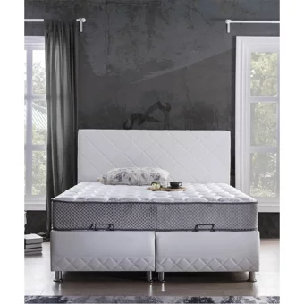 Weltew Home Hürrem 160 x 200 cm Ayrılabilen Başlıklı Çift Kişilik Sandıklı Baza Seti Beyaz