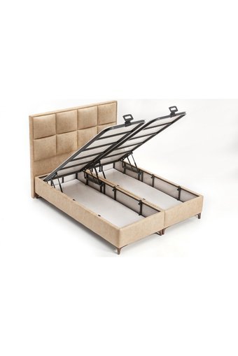 Divona Home Como 100 x 200 cm Ayrılabilen Başlıklı Çift Kişilik Sandıklı Baza Seti Bej
