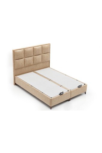 Divona Home Como 100 x 200 cm Ayrılabilen Başlıklı Çift Kişilik Sandıklı Baza Seti Bej