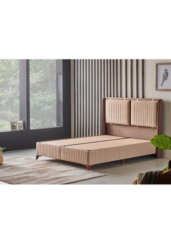 Md Therapy 180 x 200 cm Ayrılabilen Başlıklı Çift Kişilik Sandıklı Baza Seti Bej