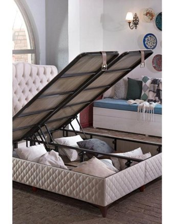 Md Eva 200 x 200 cm Ayrılabilen Başlıksız Çift Kişilik Sandıklı Baza Beyaz